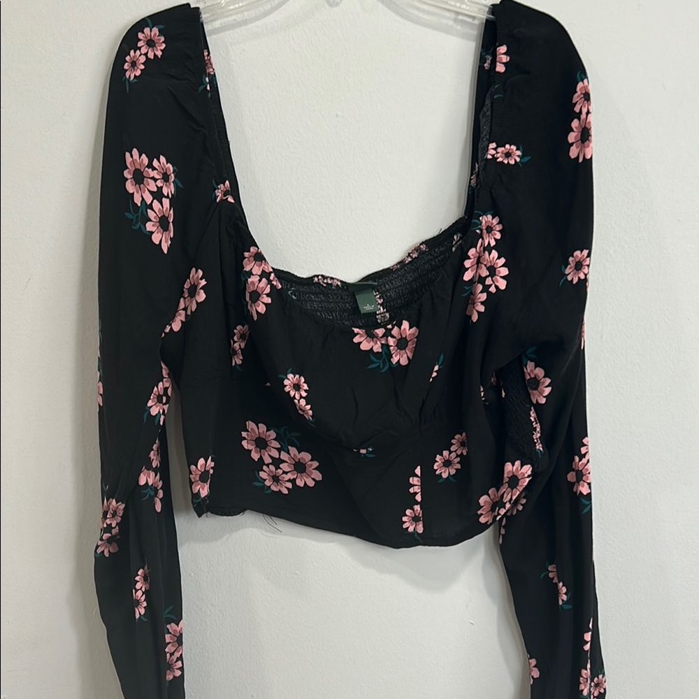 Floral Black Top